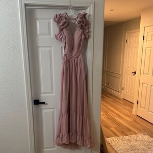 Amazon Pink Ruffled Maxi Dress